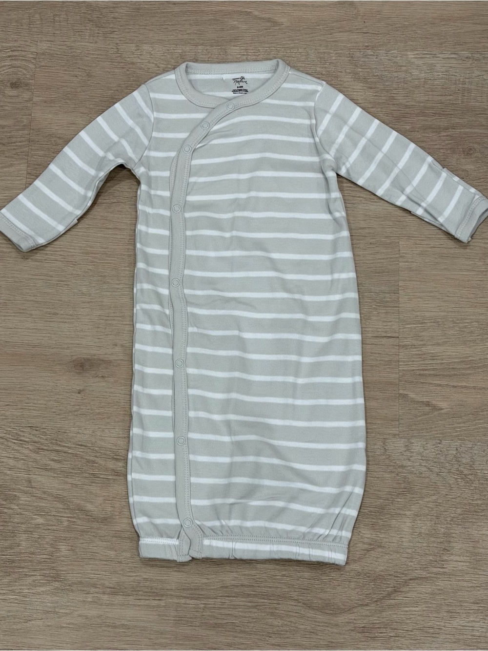 Touched by Nature Gray Striped Button Down Long Sleeve Sleeper